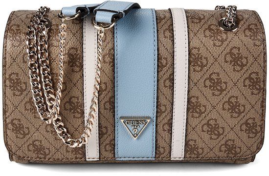 GUESS Noelle II Convertible Xbody Flap Schoudertas Latte Logo / Light Blue
