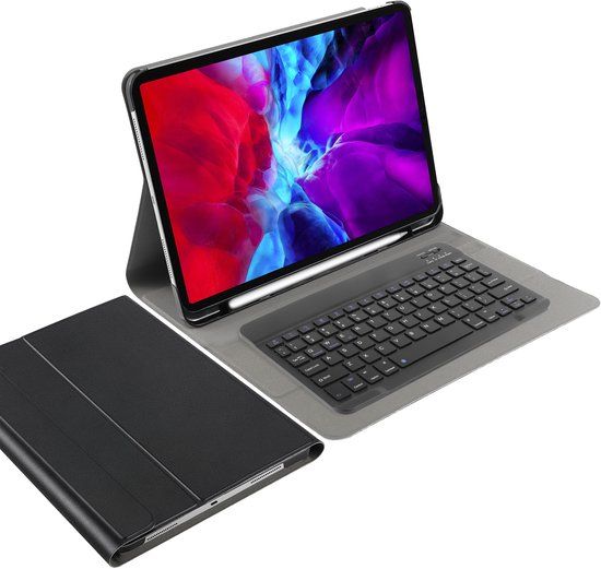 Just in Case tablet Hoes met Toetsenbord geschikt voor iPad Pro 12.9 (2022) / Pro 12.9 (2021) - QWERTY Spanish Bluetooth Keyboard Case - Zwart
