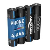 ANSMANN Telefoon batterij Micro AAA, 1000 mAh Ni-MH 1,2 V, 4 stuks, oplaadbaar, krachtig, ideaal voor DECT-telefoon, draadloze telefoon, babyfoon, reservebatterij