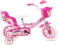 Carratt Vélo enfant Minnie 12 pouce 1 vitesse avec roulettes d'entraînement rose
