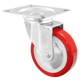WAGNER Soft zwenkwiel - diameter 60 mm, bouwhoogte 85 mm, verzinkt staal, rood/wit, aanschroefplaat 55 x 70 mm, draagkracht 60 kg - 01216001