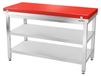 GOLDINOX Plan de travail en acier inoxydable, 1600x600 mm, avec planche à découper rouge et 2 étagères PREMIUM