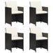 VidaXL Fauteuils de jardin, lot de 4, polyrotin, noir
