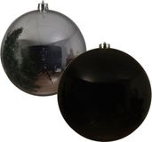 Kaemingk B.V. 2x pièces grosses boules de Noël de 20 cm brillant en plastique noir et argent