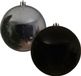 Decoris Kaemingk B.V. 2x stuks grote kerstballen van 20 cm glans van kunststof zwart en zilver