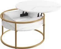 Vicco Marlo Salontafel – 77 x 77 cm Marmer Wit/Goud
