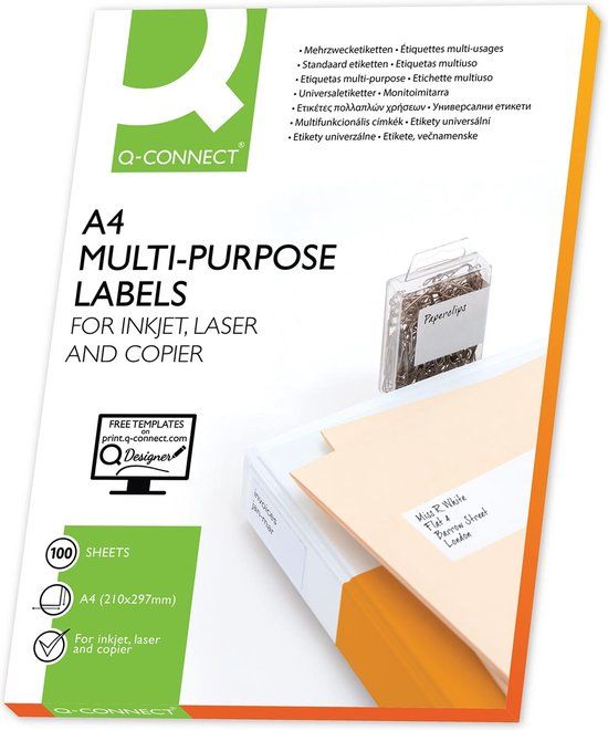 Merkloos Q-Connect KF10656 Etiketten Wit 100 Vel 105 x 42 mm