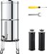 Latios Zwaartekracht Waterfilter - RVS Aanrechtmodel - 7 + 8,5 L Capaciteit - Verwijdert Lood & 99% Chloor - 2 Koolstoffilters - Waterniveau-indicator - Camping & Camper - Zilver