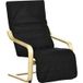 Fauteuil Inclinable, Chaise Longue, Repose-pieds Réglable, Coussin, Bois et Noir, 66,5 x 94 x 100 cm
