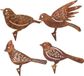 Holland Connections Décoration d'oiseaux en métal - Set de statues de jardin - Embellir le jardin - Métal résistant aux intempéries - 4 pièces - Marron rouille