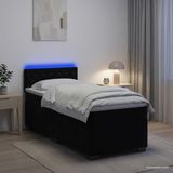 vidaXL Boxspringbed met matras en LED-verlichting, zwart, 90 x 190 cm, fluweel