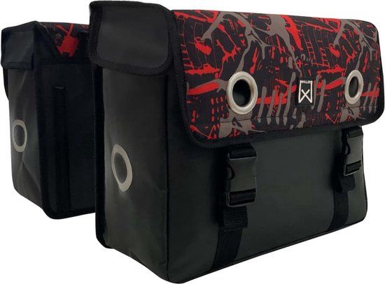 Willex Fietstassen Fire Tarpaulin - Dubbele Fietstas - 30 L - Rood/Zwart