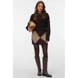 VERO MODA gebreide geruite korte rok - bruin