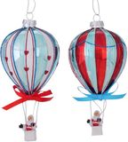 Boltze Home Kersthanger - Set van 2 Luchtballonnen met de kerstman - Blauw en Rood - H14cm