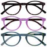 Opulize Zen 3 Stuks Leesbril Donker Bruin Roze Turquoise Blauw Klein Mannen Vrouwen RRR24-24Q +2,50