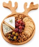 Excellent Houseware Kerst serveerplank - rendier - 25 x 18 cm - bamboe