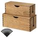 Boîte de gestion de câbles en bois, lot de 2, brun foncé