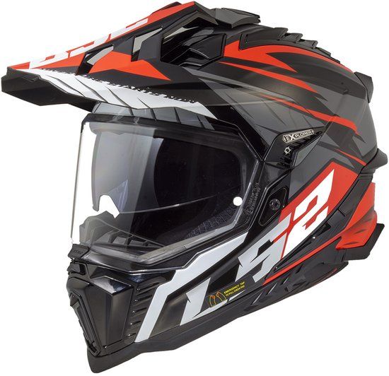 LS2 MX701 Explorer Spire Zwart Titanium Red-06 Adventure Helm