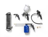 FIAC 8-delige compressoraccessoireset incl. opblaaspistool, 3 adaptersproeiers en slang, blaaspistool, waspistool, lakpistool