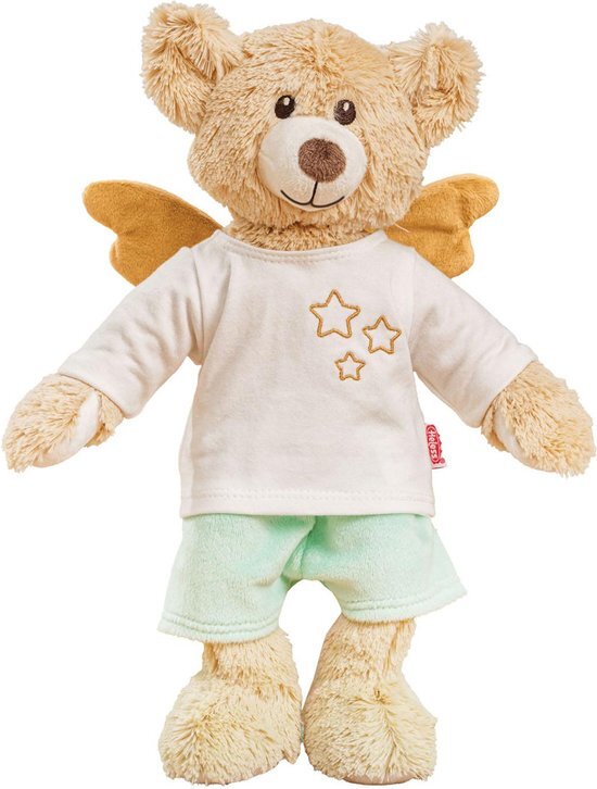 Heless 75 Knuffeldier Teddy Hope met beschermengel outfit, ca. 32 cm grote teddybeer om van te houden en als speelgenoot voor baby's en peuters, bruin