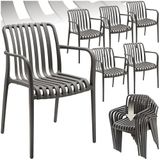 tectake® Set van 6 Tuinstoelen Alcudia - Antraciet