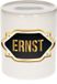 Spaarpot Ernst - wit - met goud/zwart embleem - 8 x 9 cm - keramiek - met afsluitdop - cadeau verjaardag