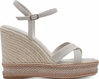 Tamaris Dames Sandalen met Sleehak Beige Leer Maat 40