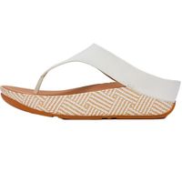 FitFlop Lulu Lux Graphic-Weave Leather Toe-Post Sandals Dames Sandalen - Urban Wit