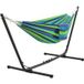 Yaheetech Hamac de camping avec armature en acier – 294/304/314 cm – Rayures bleu-vert – Capacité de charge de 205 kg