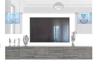 B BELINI GROUP BELINI Wandmeubel Milano 1 300 cm Wit Hoogglans/Grijs Mat