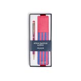DRAEGER Paris 1886 - Pennenetui met touchscreen en etui voor display + etui voor 2 pennen van gerecycled materiaal - elegant en praktisch cadeau-idee - framboos strepen