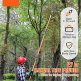 Sécateur – Taille-haie – Scie sur perche – Sécateur pour branches hautes – Scie d'élagage télescopique (2,2–8,2 m) – 8 poignées pour la taille de palmiers et d'arbustes – Orange