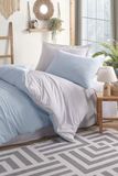 Nuit Des Rêves XXL Quilt Cover-set (155 x 220 cm), lichtblauw en grijs, 65% katoen/35% polyester, machinewasbaar, 120% draad, button en envelopsluiting, perfect voor gezellige slaapkamers