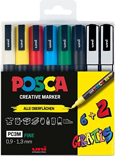 Faber-Castell Posca PC-3M Acrylstiften Set, 8 Stuks