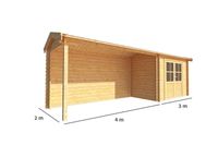 Warentuin collection Blokhut, tuinhuisje met overkapping Fenna-Marie 700 cm bij 200 cm diep zadeldak 10
