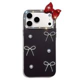 Coque hybride iPhone 18 Pro/17 Pro avec nœud en perle - Noire