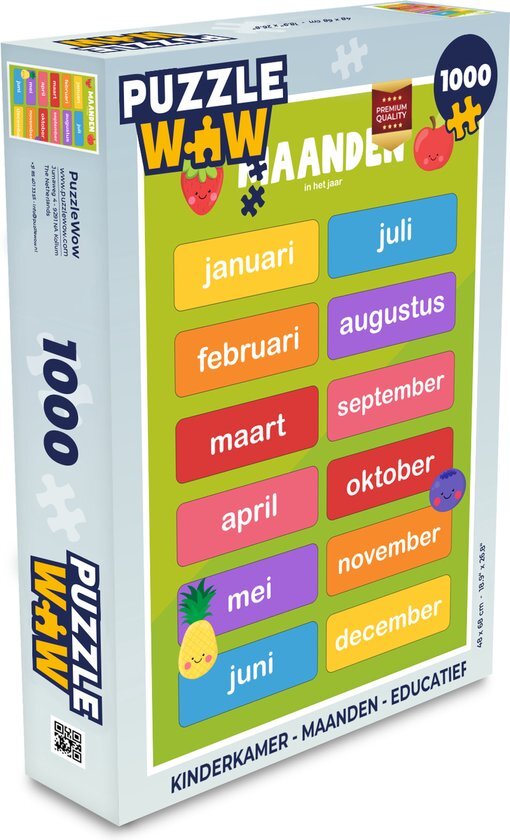 MuchoWow Puzzel Kinderkamer - Maanden - Educatief - Jongens - Meisjes - Kinderen - Groen - Kids - Legpuzzel - Puzzel 1000 stukjes volwassenen - Sinterklaas cadeautjes - Sinterklaas voor grote kinderen