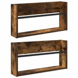 vidaXL - Tijdschriftenrek - 2 stuks - Rook Eiken - 60 x 12 x 30 cm - Bewerkt hout