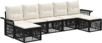 vidaXL Tuinbank - Set - 7 zitplekken - Zwart - Polyrattan