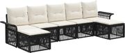 vidaXL Banc de jardin - Ensemble - 7 places assises - Noir - Polyrotin