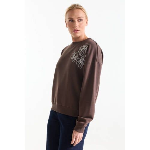 JANSEN Amsterdam gebloemde sweater - bruin