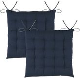 Stof Textile stoelkussens DUO - 2x - donkerblauw - 38 x 38 x 3.5 cm