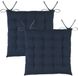 Stof Textile stoelkussens DUO - 2x - donkerblauw - 38 x 38 x 3.5 cm