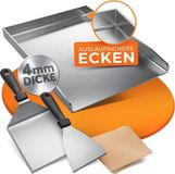 Merkloos / Sans marque Plancha 40 x 30 cm roestvrij staal grillplaat met spatel set en burgerpapier