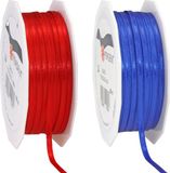 Merkloos Cadeaulint/sierlint pakket - blauw/rood - 3 mm x 50 meter - Hobby/decoratie/knutselen