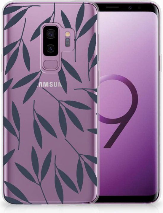 B2Ctelecom Samsung Galaxy S9 Plus TPU Case - Leaves Blue Design