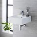 Hudson Reed Halwell Lavabo carré suspendu moderne 41cm x 41cm (1 trou de robinet) blanc avec trop-plein en gris (Pebble)
