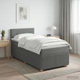 vidaXL Boxspringbed met matras, donkergrijs, 90 x 200 cm, stof