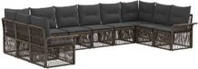 vidaXL - Banc de jardin - Set - 10 - pièces - Gris - poly - rotin