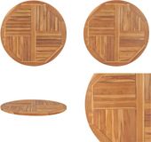vidaXL Tafelblad rond massief teakhout 90 cm